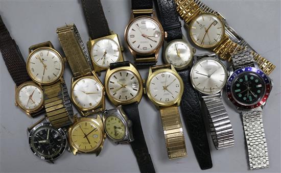 Fourteen assorted gentlemans wrist watches.